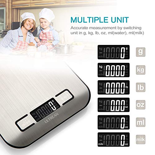 Ultrean Food Scale, Digital Kitchen Scale with LCD Display, Weight Grams and Ounces for Baking Cooking and Meal Prep, 6 Un...