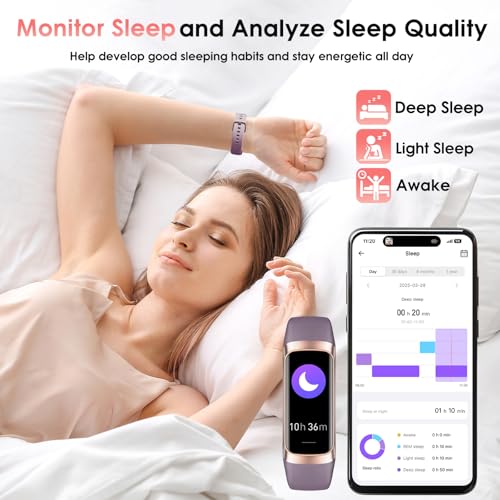 Fitness Tracker, 24/7 Heart Rate Blood Oxygen Blood Pressure Body Temp Monitor Sleep Calorie Tracker with 1.1" AMOLED Touc...