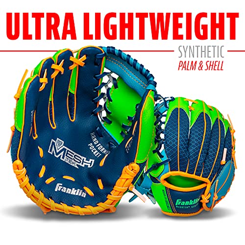 Franklin Sports Kids Baseball Glove + Foam Ball Sets - Meshtek Youth Teeball Gloves for Kids + Toddlers - Left + Right Han...