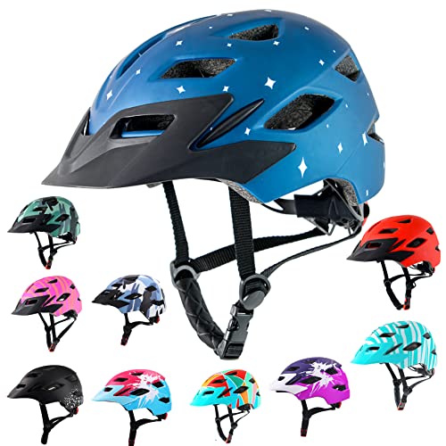 Kids Bike Helmet,Bavilk Kids Boys Girls Bike Helmets with LED Light Detachable Visor Children Youth Teen Multi-Sport for S...