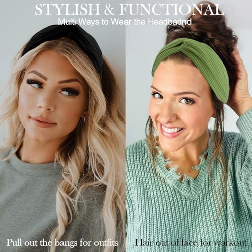 AHONEY 8 Pack Head Bands for Women's Hair Twist Headband Stretchy Workout Elastic Turban Headbands for Wigs Hair Bands Hai...