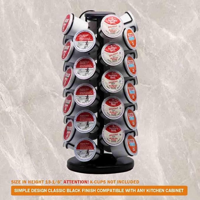 K Cup Holders,K Cup Holder, K Cups Holder,K Cup Carousel, Coffee Pods Holder Storage Organizer Stand (Black, 40 Pods Capacity)
