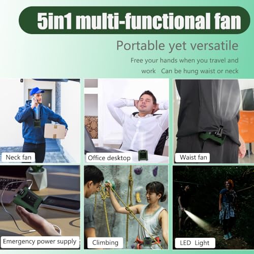 CAZOKASI Personal Fan 10000mAh Waist Portable Rechargeable Wearable Hand Free, 6-40hours Wearable Cooler Fan for Traveling...