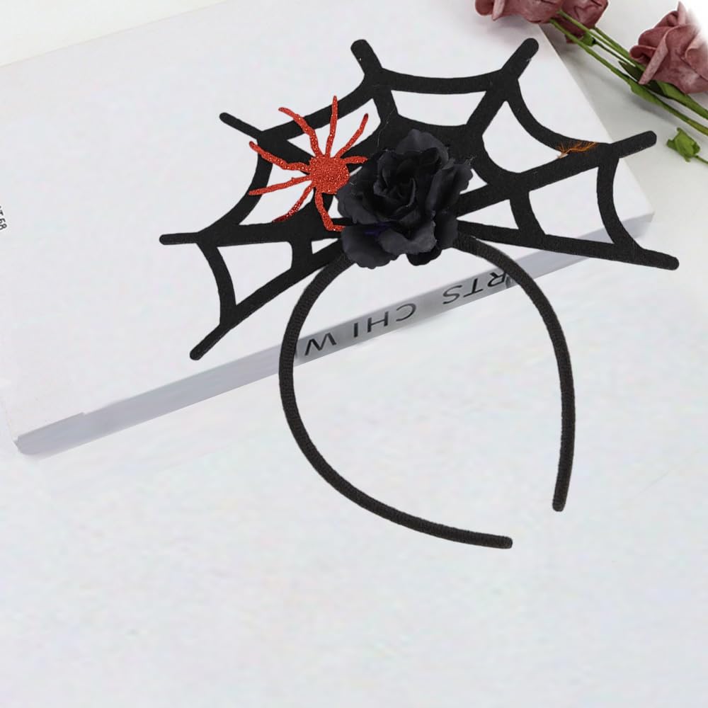 YIHONGYAN Headbands Halloween Head Bands for Women Man Kids Funny Hair Bands Halloween Party Black Flowers Spider Web Black Head