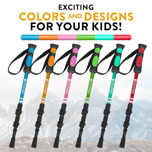 Kids Hiking Poles by USA Brand - Lightweight Collapsible Kids Walking Stick w/Quick Adjustable Flip Locks