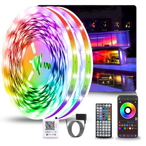 NBBUFF Led Lights for Bedroom 300FT (2 Rolls of 150FT), RGB Led Strip Lights with Music Sync Color Changing, Remote & App ...