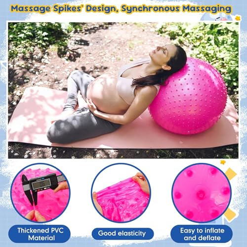 Jerify 4 Pcs 33.5 Inch Big Knobby Balls for Kids Large Spiky Bouncy Sensory Ball Giant Soft Inflatable Massage Playground ...