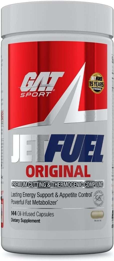 GAT SPORT JetFuel Original - Weight Loss Supplement, Energy Booster, Fat Burner, Appetite Suppressant (144 Capsules)