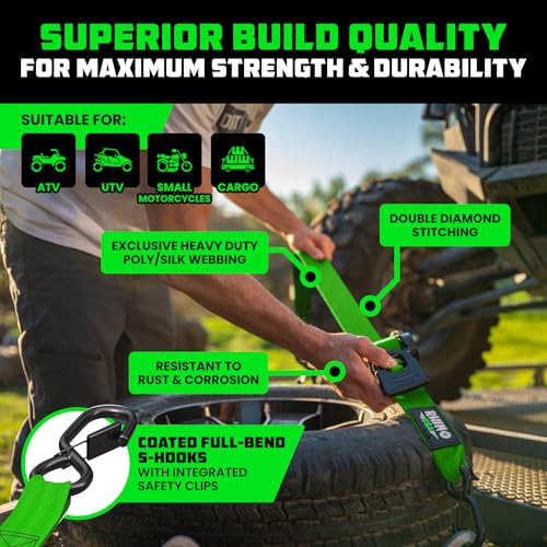Rhino USA Retractable Ratchet Straps (2-Pack) - 2 Inch x 10 Feet (3,033lb Break Strength) - Heavy Duty Auto Self Retractin...