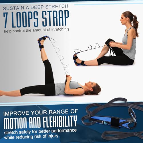 Foot and Calf Stretcher for Plantar Fasciitis, Achilles Tendonitis, Heel Spurs, Drop Foot. Yoga Stretching Strap for Leg, ...