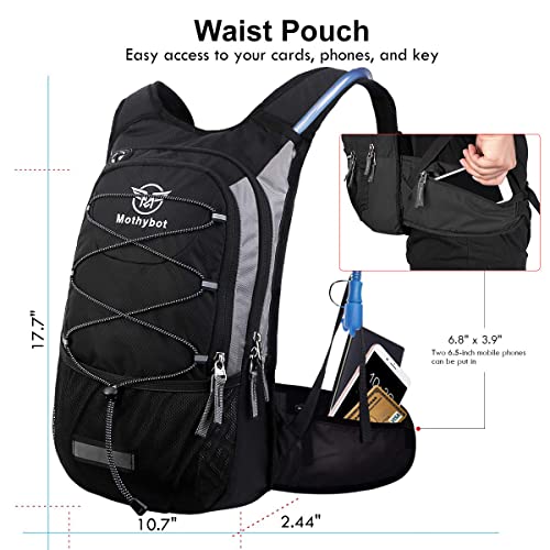 Mothybot Hydration Pack, Insulated Hydration Backpack with 2L BPA Free Water Bladder and Storage, Hiking Backpack for Men,...