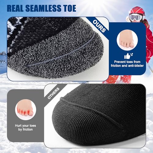 Cirorld Merino Wool Ski Socks Women Men,2 Pairs Knee High Winter Warm Skiing Socks Performance Thermal Snowboarding Socks