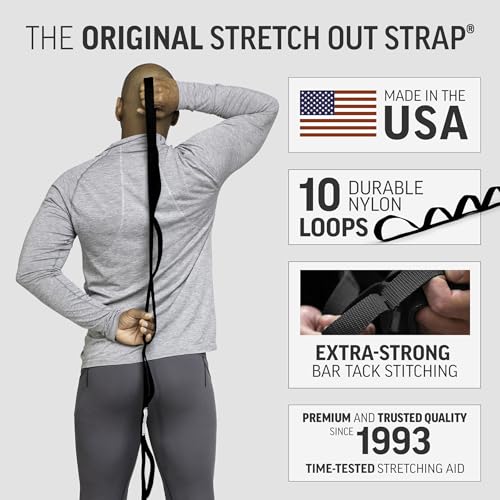 OPTP The Original Stretch Out Strap with Exercise Poster, USA Made Top Choice Stretch Out Straps for Physical Therapy, Yog...