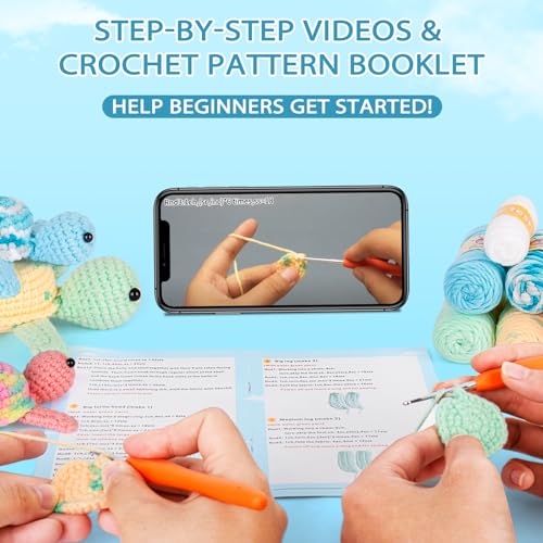 Crochetta Crochet Kit for Beginners, Beginner Crochet Kit for Adults with Step-by-Step Video Tutorials, DIY Crochet Animal...