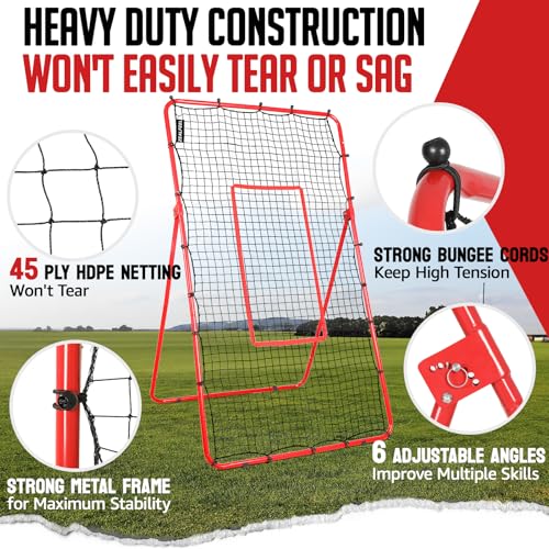 ZEALFEEL Volleyball Rebounder, 6-Angle Adjustable 4x7 FT Volleyball Rebound Net for Backyard with Steel Frame & High-Tensi...