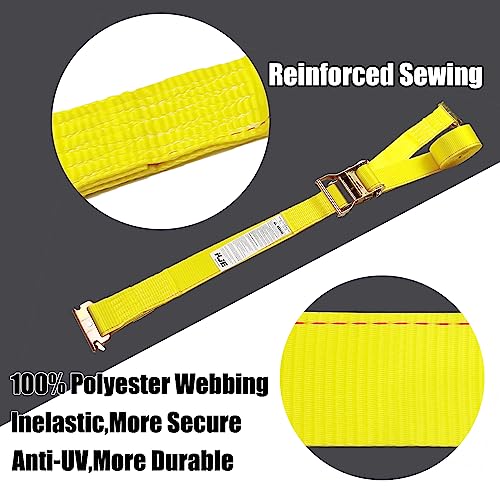 KJE 8 Pack E-Track Ratchet Straps, Heavy Duty 2" x20' Cargo Tie-Downs, 4500LBS Breaking Strength, Standard E Track Fitting...
