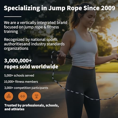 YUEDONG Adjustable Soft Beaded Jump Rope Recommended by World Champion Luke Boon for Adults Children - Tangle-Free Skippin...