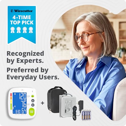 Greater Goods Bluetooth Blood Pressure Monitor, Upper Arm BP Machine with Adjustable 8.7”-16.5” Cuff, iOS and Android App ...