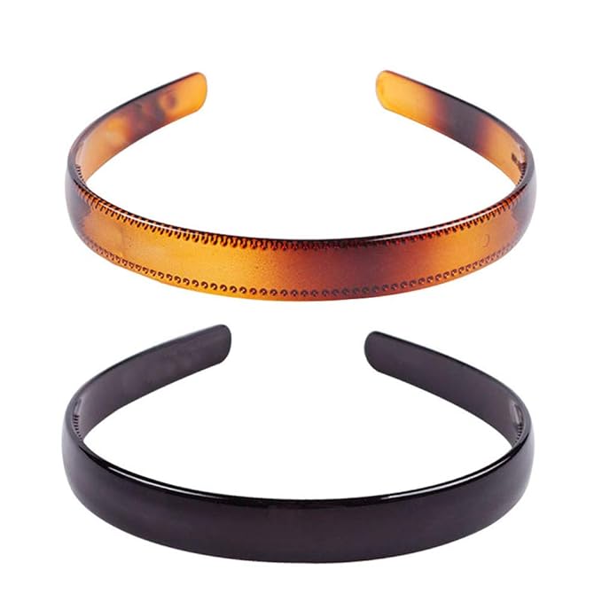 Set of 2 Simple Fashion Plastic Headband Fine Tooth Hairband Headwear Hair Hoop Hair Acessories for Women's Lady Girls (Bl...