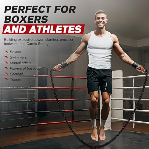 HPYGN Jump Rope, Weighted Jump Rope for Men women, 2.8lb 3.8lb 5lb Heavy Skipping Rope for Exercise, Adult Jumpropes for H...