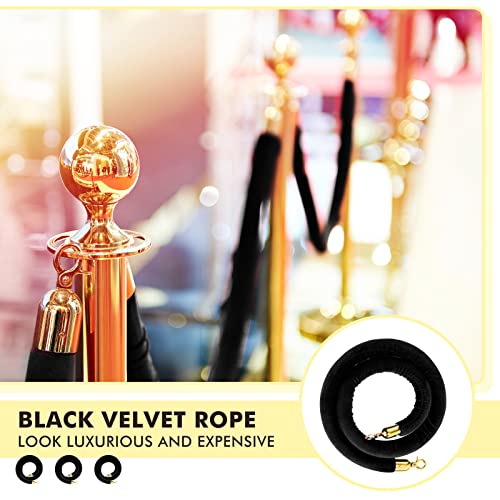 Woanger 6 Pack Velvet Stanchion Rope, 5 Feet Crowd Control Stanchion Ropes Safety Barrier with Gold Plated Hook for Carpet...