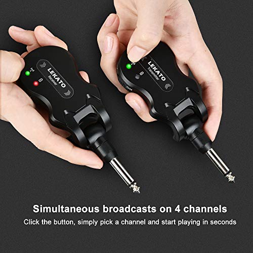 LEKATO Wireless Guitar System 5.8 Wireless Guitar Transmitter Receiver Rechargeable Audio Wireless Transmitter Receiver 4 ...