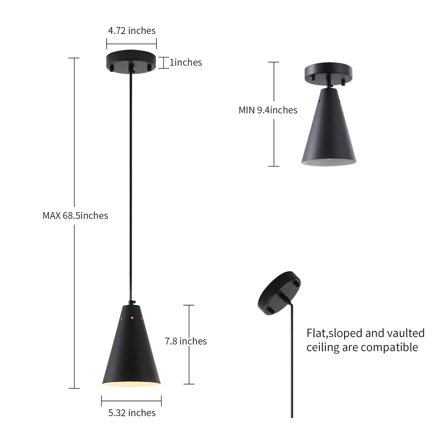 Dijiahua Black Battery Operated Pendant Light 3 Pack With Remote Control Wireless Rechargeable Mini Chandeliers With Metal Shade  Modern Dimmable 12 Grb Color Temperatures Cord Hanging Lighting