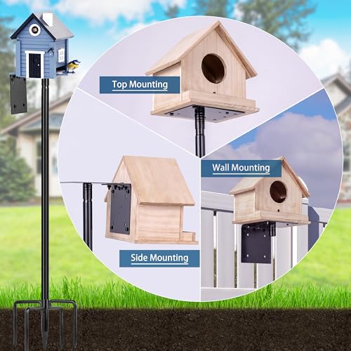 Ottsuls Bird Feeder Pole, 109 Inch Heavy Duty Bird House Pole Kit for Outdoors, with 5-Prong Base Feeding Station for Wild...