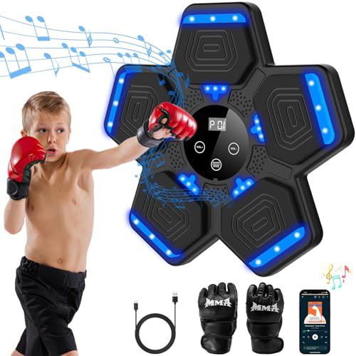 LOLBOX 2025 Music Boxing Machine for Adults and Kids, Smart Interactive Boxing Training Equipment with Gloves Wall Mounte...