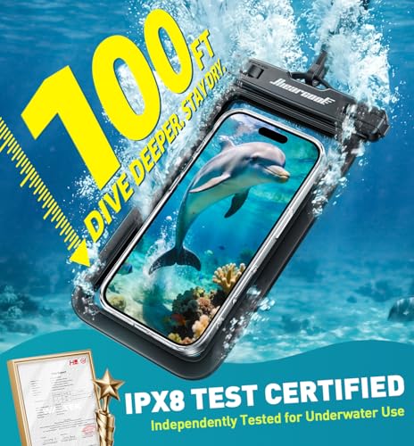 Hiearcool Waterproof Phone Pouch, IPX8 Waterproof Phone Case for iPhone 17/16/15/14 Pro Max, Cell Phone Dry Bag for Beach...