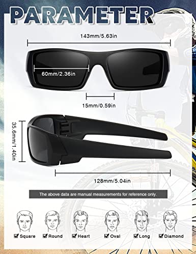 TIANYESY Polarized Sunglasses Men Womens Trendy Retro Sports Rectangular Wrap Around Vintage Shot Shield