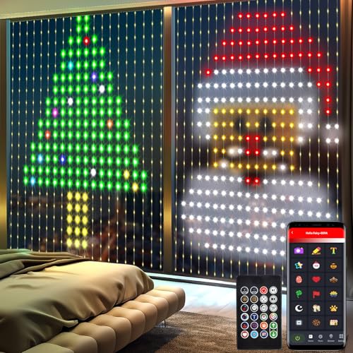 LumBelle Smart Curtain Lights 6.6x6.6Ft, 400 LED Curtain Light APP Remote Control Music Sync Dynamic DIY Lights for Memori...