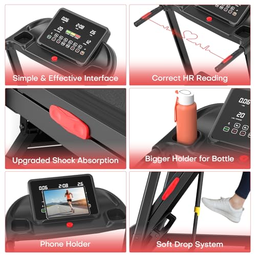 Treadmill with Incline for Home, WENOKER 15% Auto Incline Treadmill with Handrail 300 lbs Capacity, 3.0HP Quiet Walking Pa...