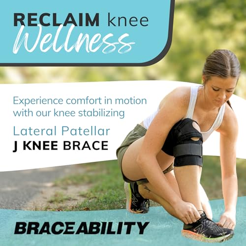 BraceAbility J Patella Knee Brace - Lateral Patellar Stabilizer with Medial and J-Lat Support Straps for Dislocation, Subl...