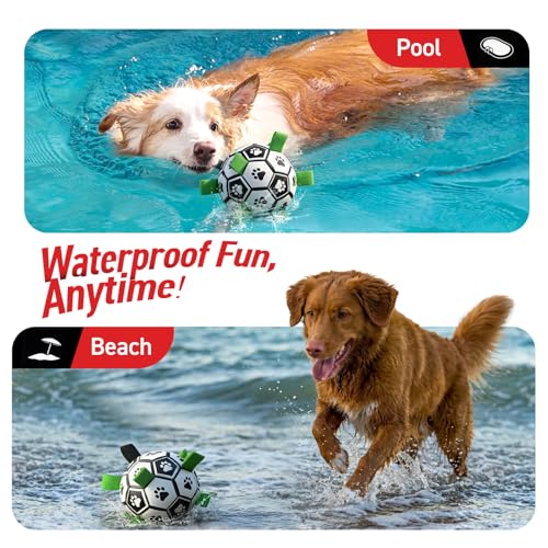QDAN Dog Toys Dog Balls, World Cup Dog Soccer Ball with Straps, Dog Birthday, Herding Ball, Durable Balls for Small Medium...