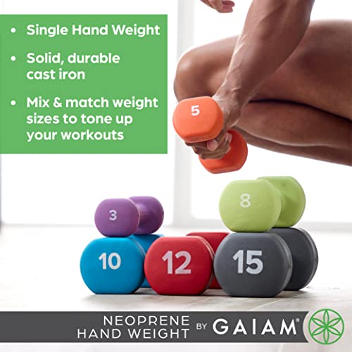Gaiam Dumbbell Hand Weight (Sold in Singles) - Neoprene Coated Exercise & Fitness Dumbbell for Home Gym Workouts and Stren...