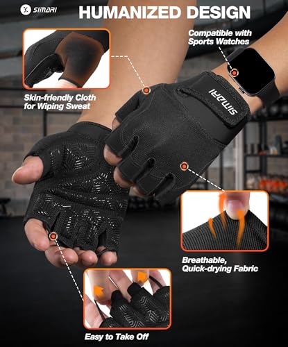 SIMARI Breathable Workout Gloves for Men & Women, Weight Lifting Gloves with Padded, Grip, Full Palm Protection, Gift for ...