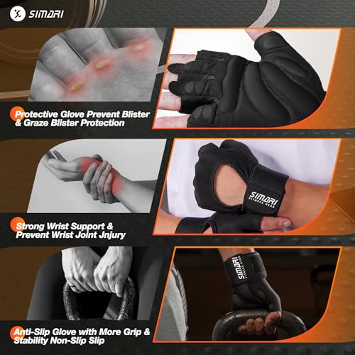 SIMARI Breathable Workout Gloves for Men and Women, Padded Weight Lifting Gloves with Great Grip, Full Palm Protection for...