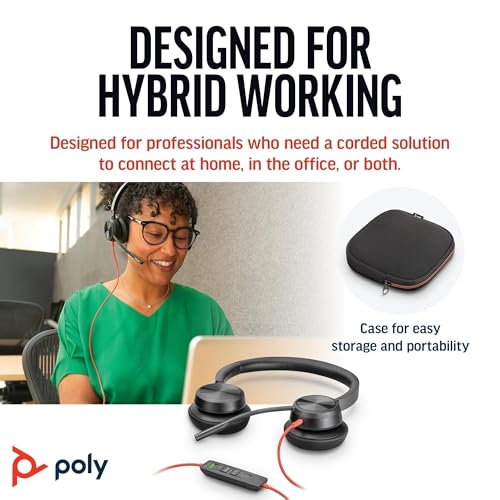 Poly Blackwire 8225 Premium Wired Headset (Plantronics) – Active Noise Canceling – Hi-fi Stereo - Connect to PC/Mac - Work...