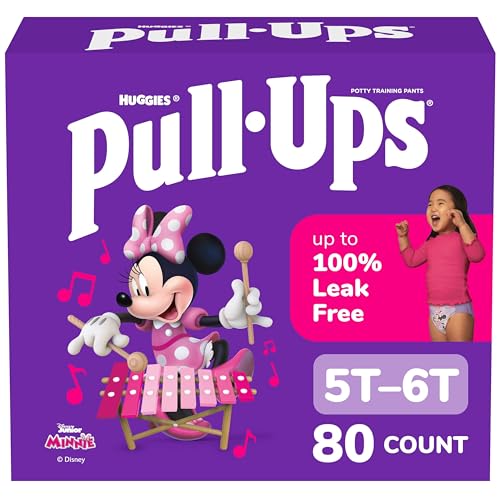 Pull-Ups Girls' Potty Training Pants, Size 5T-6T Training Underwear (46+ lbs), 80 Count (2 Packs of 40)