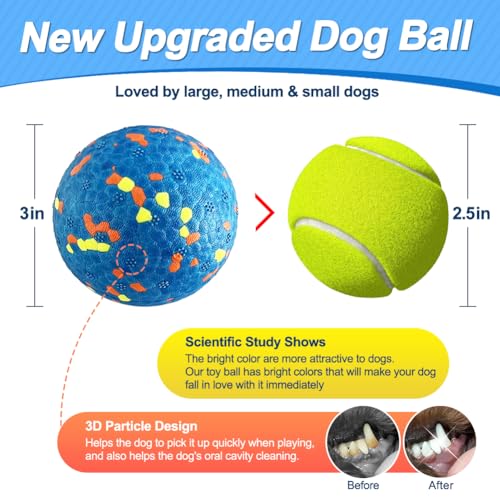 Mankoda Dog Balls, Indestructible Tennis Balls for Dogs, Durable Bouncy Dog Toy Balls for Aggressive Chewers, Interactive ...