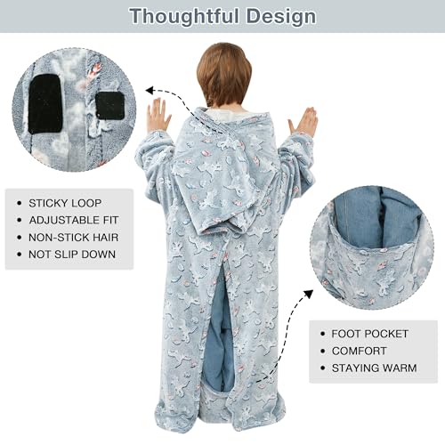 Viviland Wearable Fleece Blanket with Sleeves & Foot Pocket for Kids Lightweight Soft Blanket for Boys and Girls, 47" x 4...