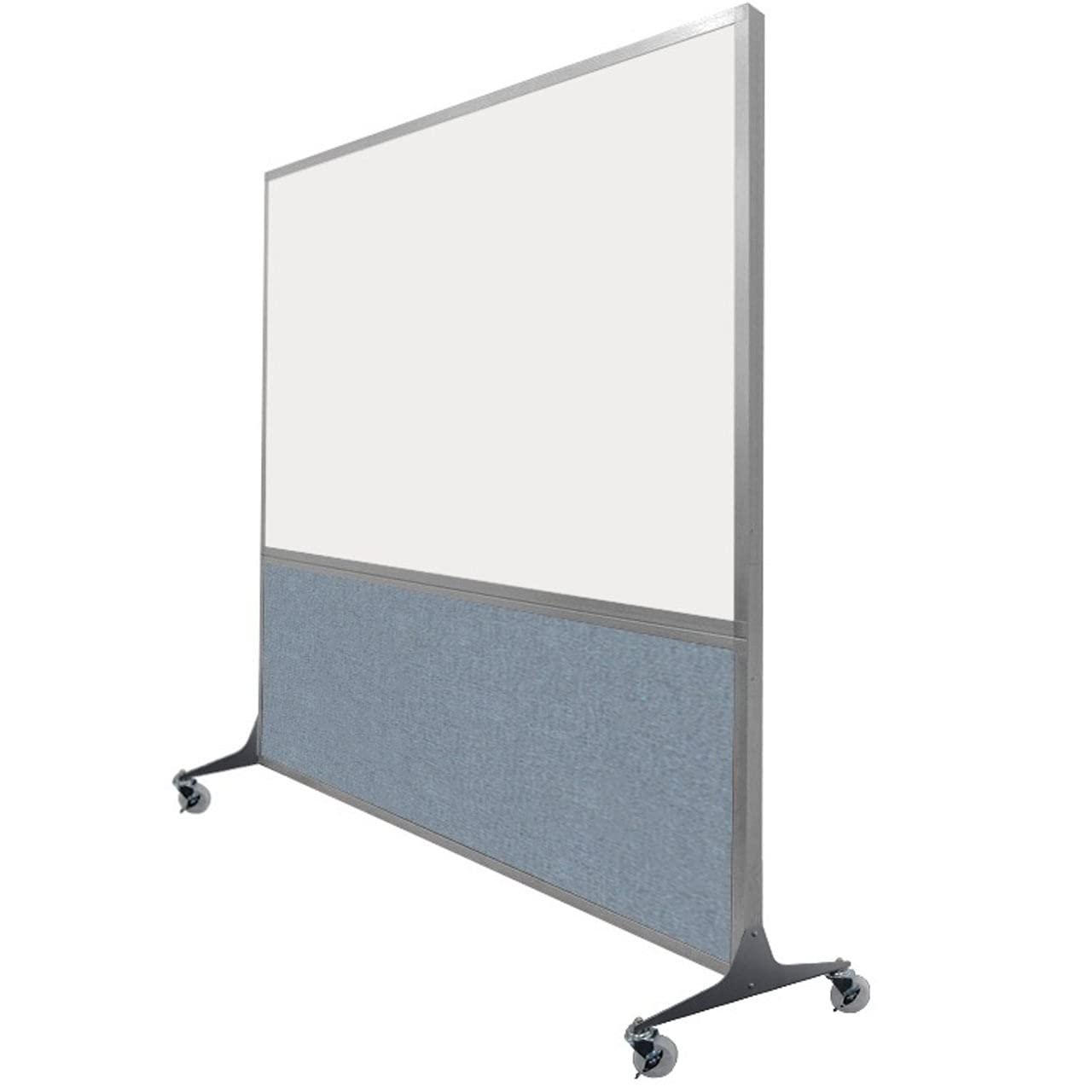 DivideWrite Mobile Whiteboard | Double Sided Dry Erase Board | Portable Office Cubicle Partition | Display for Classrooms, Conference Rooms, Meeting Areas and More | Navy Blue Fabric 4' Wide X 6' Tall