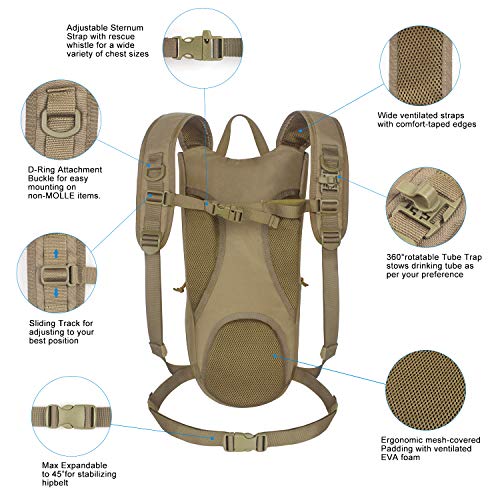 Unigear Tactical Hydration Packs Backpack 1050D with 3L Water Bladder, Thermal Insulation Pack Keeps Liquid Cool up to 4 H...