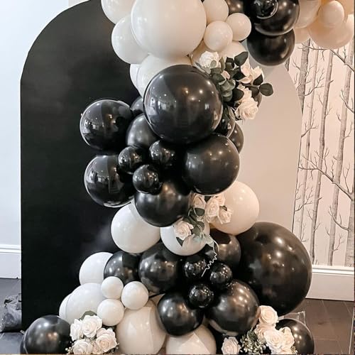 Black and White Balloons, 67pcs 12 Inch White Black Thickened Latex Balloons for Birthday, Anniversary, Wedding, Graduatio...