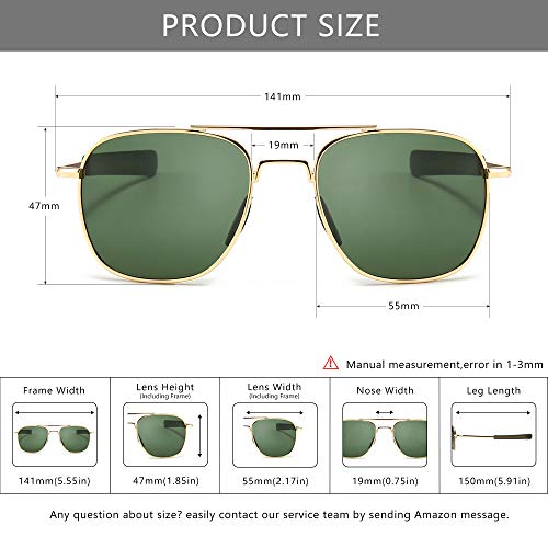 SUNGAIT Men's Military Style Polarized Pilot Aviator Sunglasses Bayonet Temples