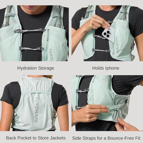 Nathan Women's Hydration Vest - Lightweight Mesh, Breathable, 2x14oz Flasks, 2L Bladder, Reflective Vest, Pinnacle Breeze