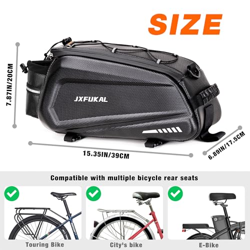 JXFUKAL Bike Bags for Bicycle Rear rack - 9.5L/17L/40L Hard Shell Waterproof Bike Ebike Trunk Pannier Saddle Seat Bag Carr...