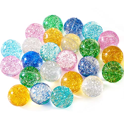 Ayfjovs 24PCS Glitter Bouncy Balls for Kids Party Favors, 32mm 6 Colors Rubber Bounce Balls Bulk, Easter Bag Filling, East...