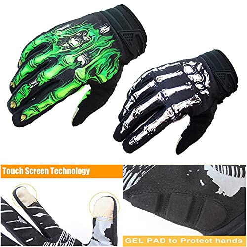 BRZSACR Skeleton Cycling Gloves Motorcycles Gloves Off-Road Vehicle MTB, Bicycle Gloves Shock Absorption Non-Slip Touch Sc...